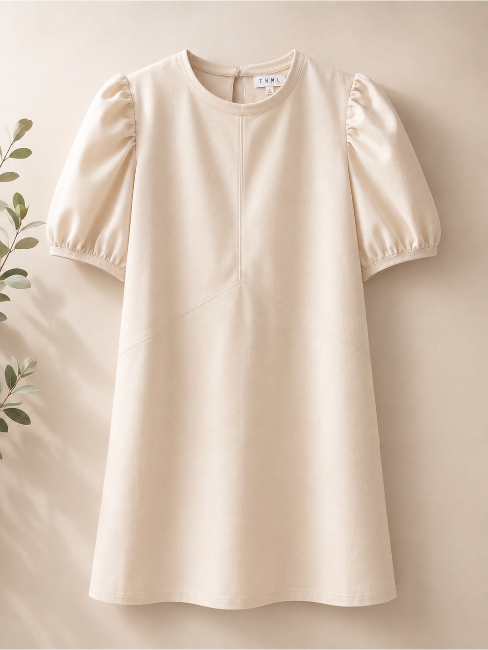 THML Cream Puff-Sleeve A-Line Kids Dress